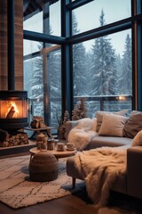 A warm and inviting space with comfortable furniture and a fireplace, suitable for relaxation and social gatherings