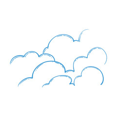 Hand drawn of clouds esoteric symbol. Alchemy mystical magic elements in colorful doodle vintage drawing style.