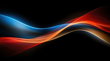 Naklejka premium Dynamic abstract lights with orange and blue wave patterns on a dark background.