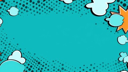 Retro pop art style speech bubble pattern background in turquoise.