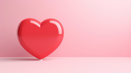 Valentines Day graphic with red heart in speech bubble on pink background. Perfect for decorations and illustrations.