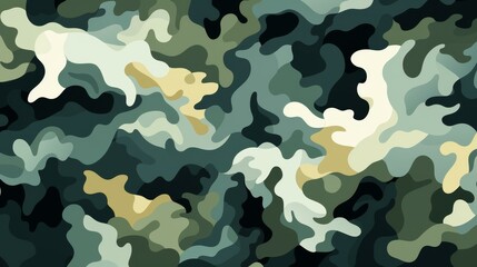 Fototapeta premium Modern forest camouflage design with intricate details and subtle shades in flat illustration style.