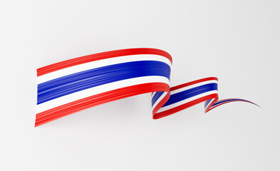 3d Flag Of Thailand 3d Wavy Shiny Thailand Ribbon Flag On White Background 3d Illustration