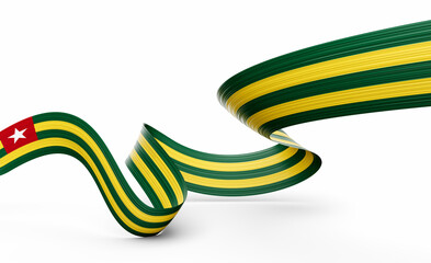 3d Flag Of Togo 3d Shiny Waving Togo Ribbon Flag Isolated On White Background 3d Illustration