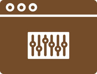Sound Mixer or Equalizer on web page icon in brown and white color.