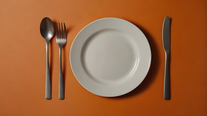fork, spoon and a plate
