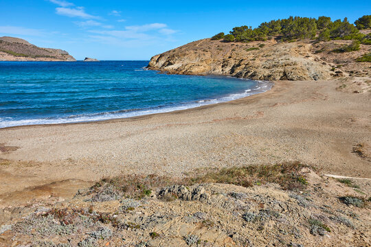 Mediterranean beach in Costa Brava. Borro beach. Colera, Catalunya. Spain