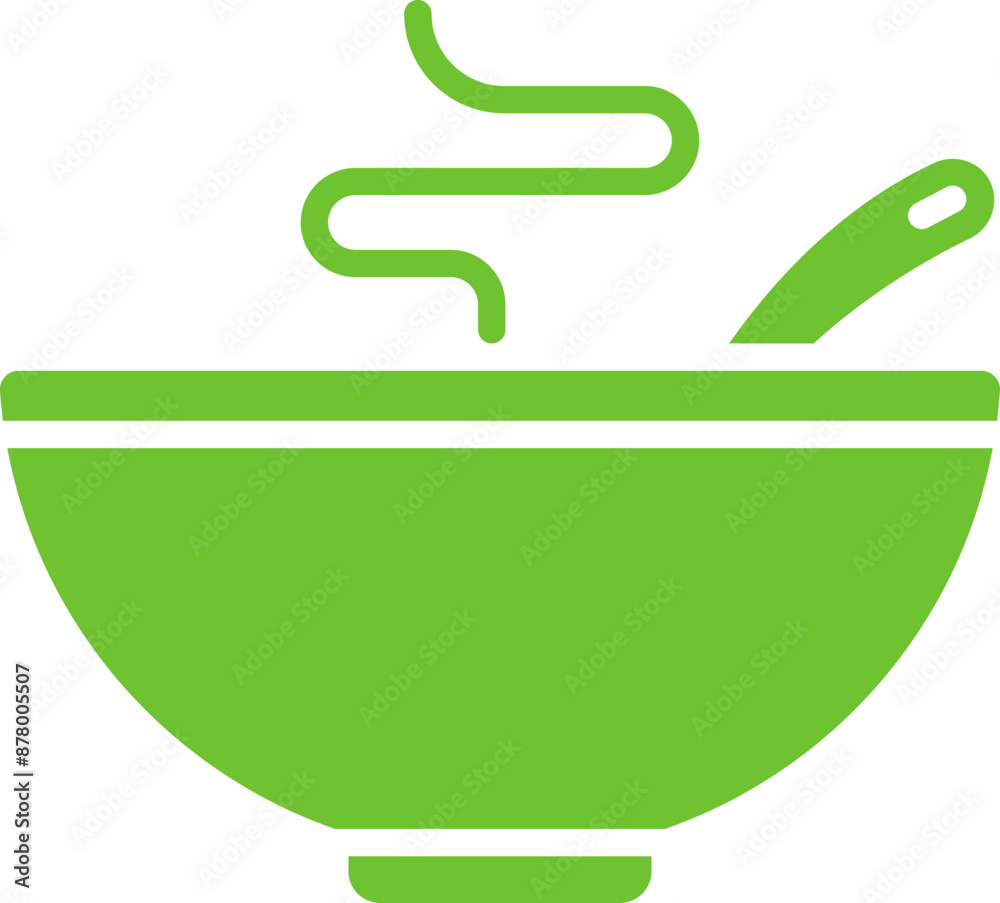 Wall mural noodle bowl icon in green and white color.