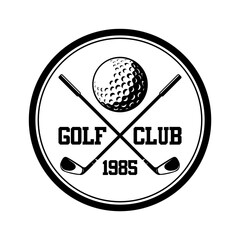 Golf championship logo emblem design illustration black white