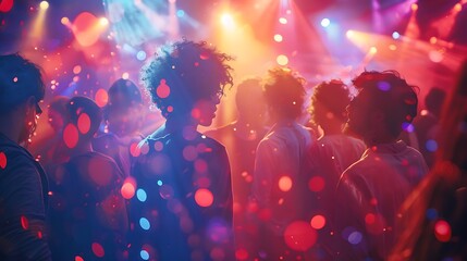 Silhouettes of People in a Vibrant Nightclub