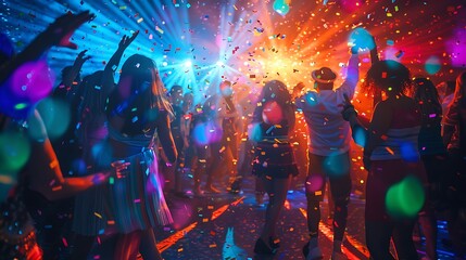 Obraz premium Silhouettes of People Dancing at a Party
