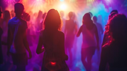 Silhouettes in a Vibrant Club Setting