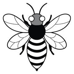 Bee Vector Art illustration. Bee Silhouette. Colorful bee icon. Black and white Bees. Cartoon bee icon set. Bee flying on a dotted route isolated on the white background. Vector illustration.