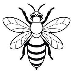 Bee Vector Art illustration. Bee Silhouette. Colorful bee icon. Black and white Bees. Cartoon bee icon set. Bee flying on a dotted route isolated on the white background. Vector illustration.