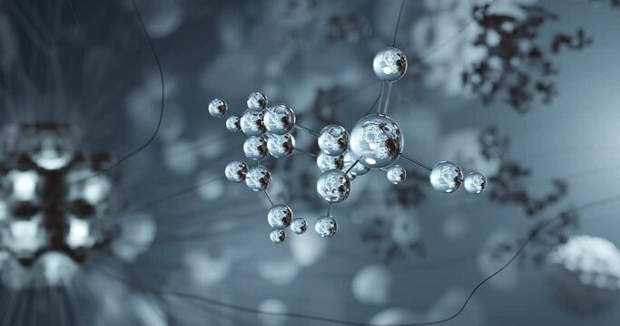 Carbarsone rotating 3d molecule, molecular structure of antiprotozoal drug, seamless video