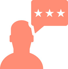Customer rating icon in orange and white color.