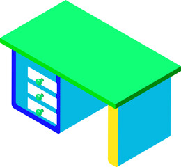 Colorful Drawer table element in 3d style.