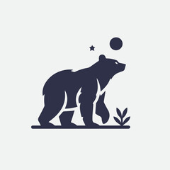 A strong and majestic bear icon in vector style, symbolizing power and resilience. Perfect for brands in outdoor adventure, wildlife conservation, or sports seeking a memorable and impactful logo.