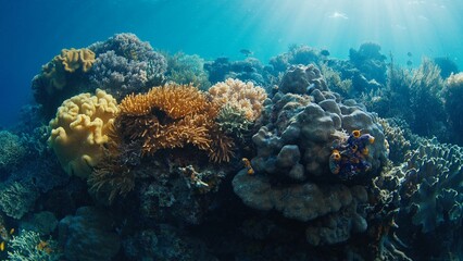 Coral reef in the tropical sea in Indonesia