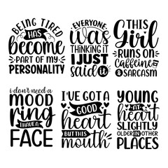 Obraz premium Funny sarcasm sarcastic quotes lettering set sayings typography calligraphy logo sign shirt