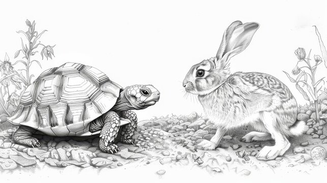 coloring book The classic fable of the tortoise and the hare.