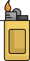 Yellow Burning Lighter Icon in Flat Style.