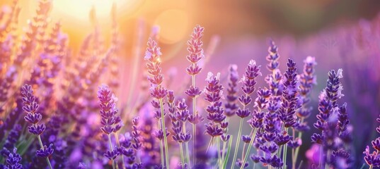 Naklejka premium primer plano de flor de lavanda . colores vibrantes. luz del sol