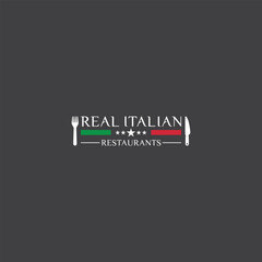 Authentic Italian Restaurant Logo Design in Red and Green