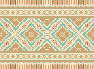 Ikat seamless ogee vector pattern. Aztec tribal abstract modern textile print. Damask style background with stripes and chevron. Ethnic watercolor fabric. Boho