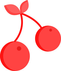 Red Cherry Icon or Symbol in Flat Style.