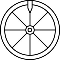 Black Line Art Spin Wheel Icon.