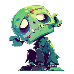 Illustration of a zombie sitting sadly

