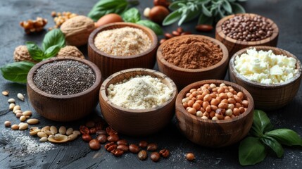 Assortment of Healthy Foods in Bowls