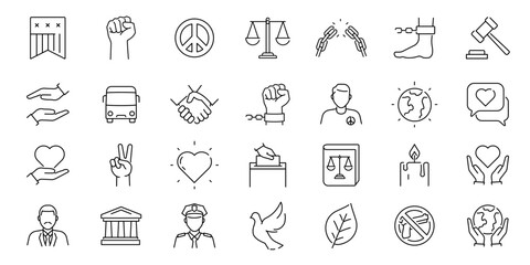 Peace icon set. Peace line icons.