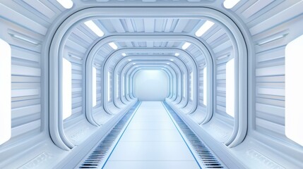 Fototapeta premium Futuristic space facility background. Pipeline and truss framework with a scifi style. 3D illustration and rendering.