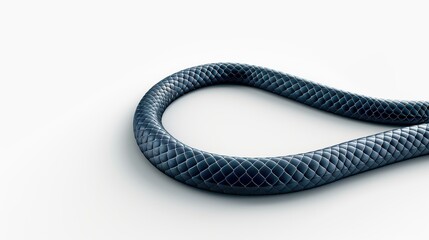 Detailed 3D illustration of a black snake isolated on a white background. Perfect for graphics and design projects.