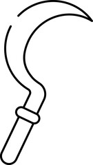 Sickle Icon or Symbol in Black Line Art.