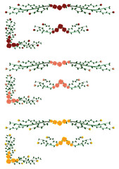 Roses Design Elements Frame Borders Different Colors. Floral graphic resources concept vector art