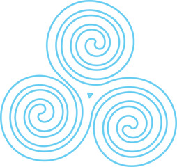 Triskele Icon or Symbol in Blue Line Art.