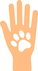 Animal Paw in Hand Symbol of Pet Care Icon.