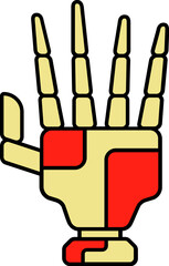 Red And yellow Robotic Hand Flat Icon.