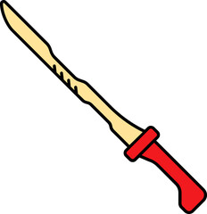 Isolated Red and Cream Knife Icon In Flat Style.