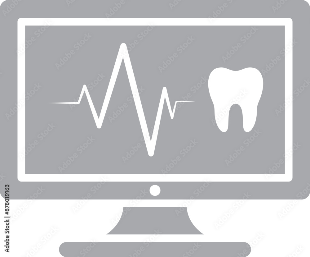 Sticker Dentist monitor icon in flat style.