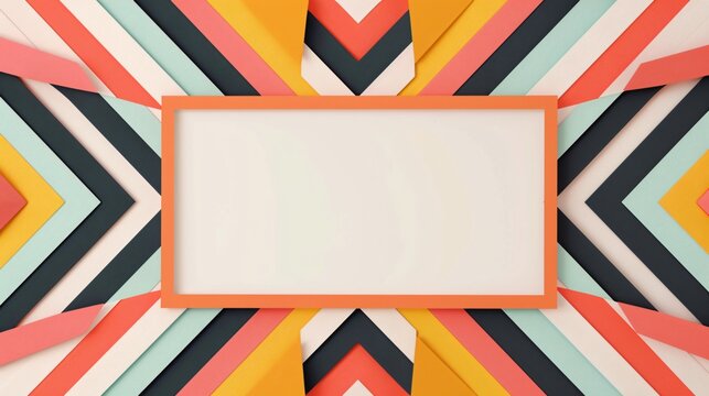 Vibrant, bold chevron patterns creating a minimalist frame around a central white space for copy