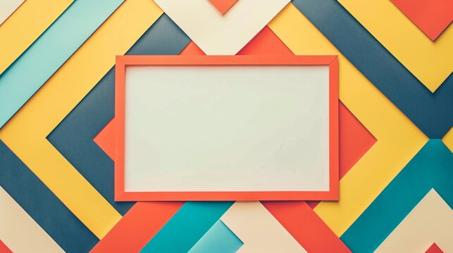 Vibrant, bold chevron patterns creating a minimalist frame around a central white space for copy