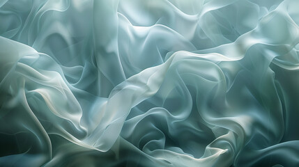 Obraz premium soft abstract waves in gentle blue and green tones, fluid and delicate shapes, creating a serene and calming atmosphere