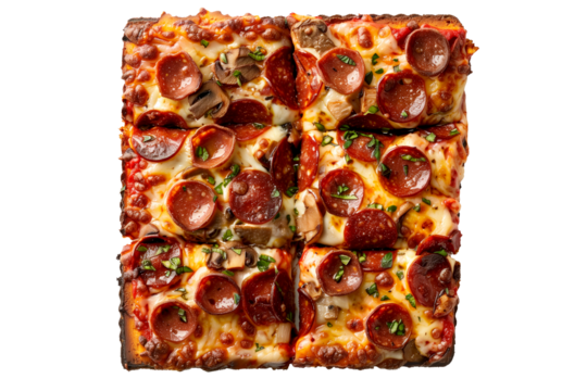 Delicious American style pizza with mushrooms, bell peppers, and spinach, perfect for a healthy meal.