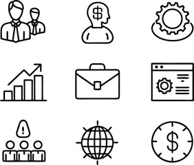 set of business icon line art  illustration. idea, contact, target, organization, community, network, technology, businessman