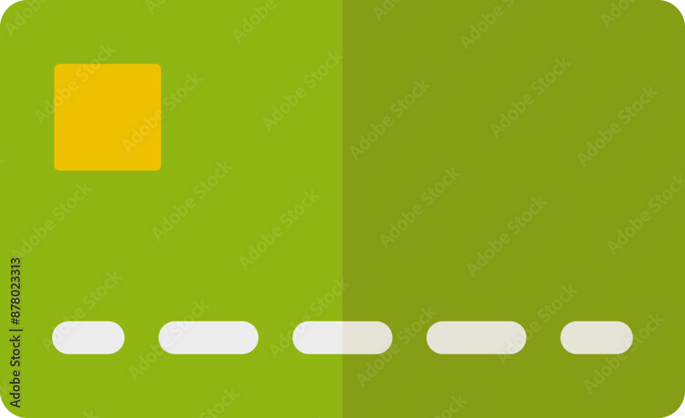 Poster flat style credit or debit card icon in green color.