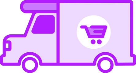 Delivery Truck Icon in Purple and White Color.
